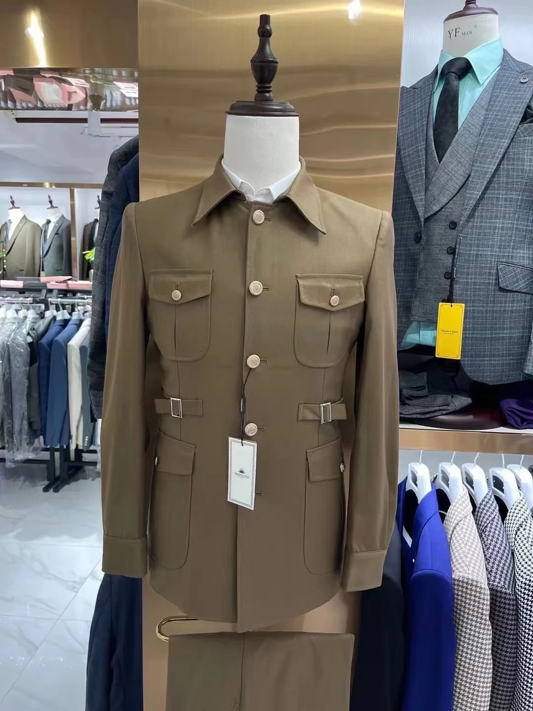 Gray Men Suits Zhongshan For Wedding Groom Tuxedo Prom Blazer 2 Pieces Business Formal Suit Jacket+Pants Tailor Made