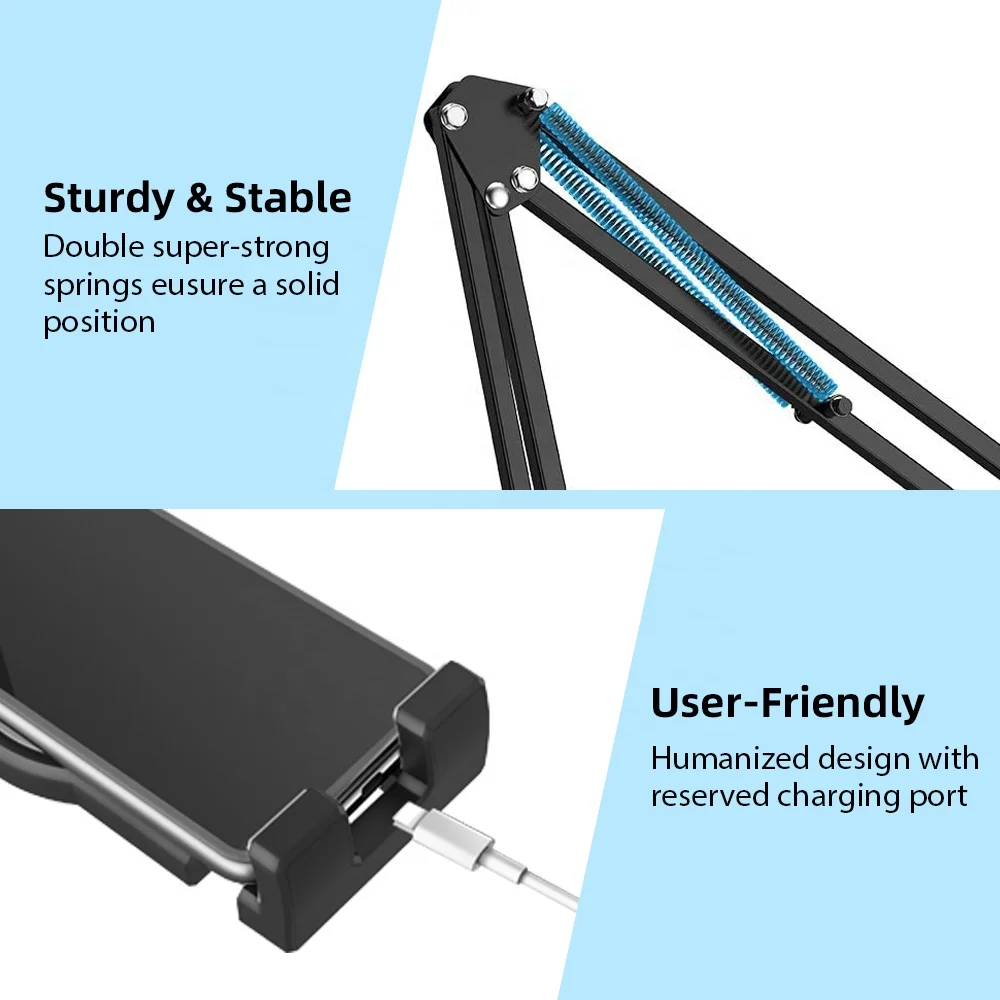 Innovative Products 2021 Phone Assessories Flexible Foldable Lazy Neck Mobile Phone Holder Adjustable Rugged Tablet Stand