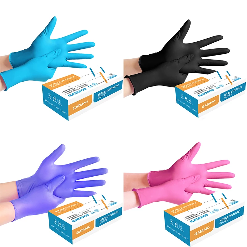 SS012 Disposable Nitrile Vinyl Gloves Black Vinyl Gloves Powder Free Nitrile  Blended Gloves