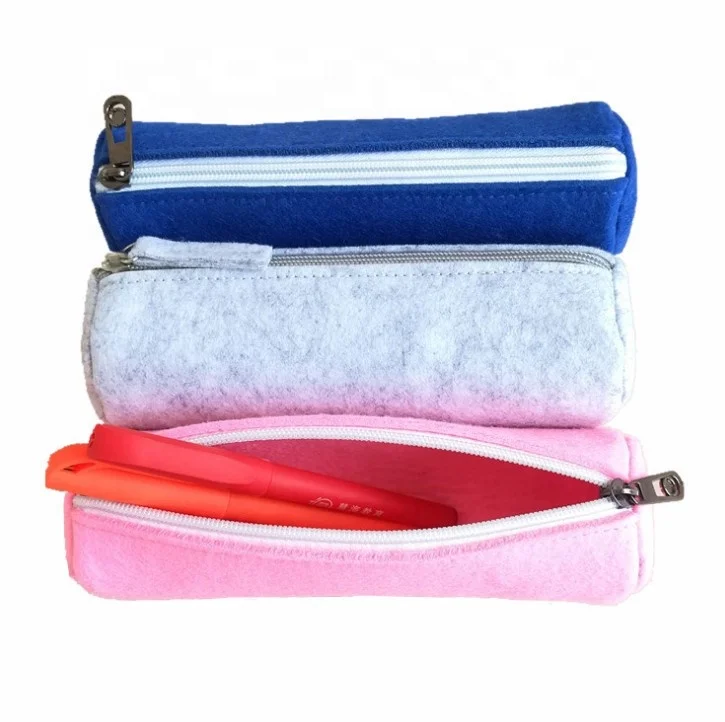 School felt fashion stationary pencil cases/ felt pencil organizer case zipper pouch bag for Girls Large Capacity Pouch