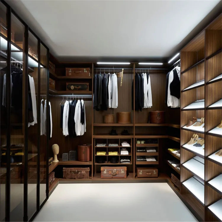 BKX Modern Custom Modular Armoire Wardrobe Furniture Bedroom Walk In Closet Fitted Glass Wooden Wardrobe Cabinet