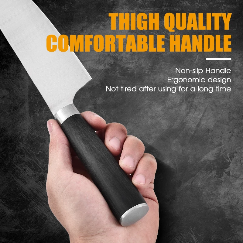 High Quality 6PCS Stainless Steel Kitchen Forged Knife Set with Magnet Block Pakka Wood Handle Chef