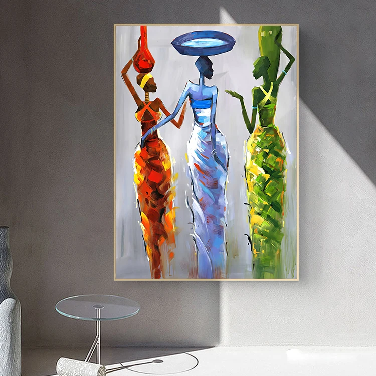  3 African Woman Portrait Oil Painting on Canvas Posters and Prints Scandinavian Art Wall Picture for Living Room