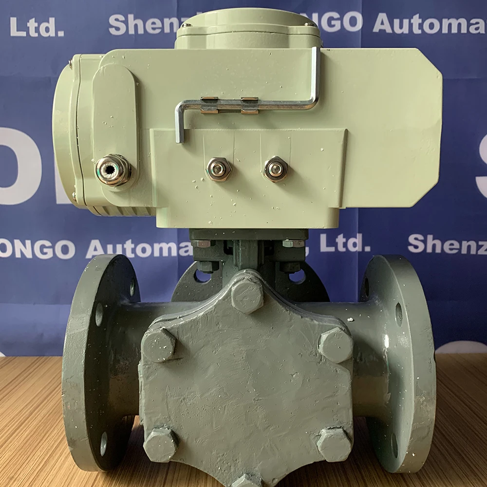 DN250 10 inch big size electric actuated 3 way port flange connection casting steel Motorized ball valve