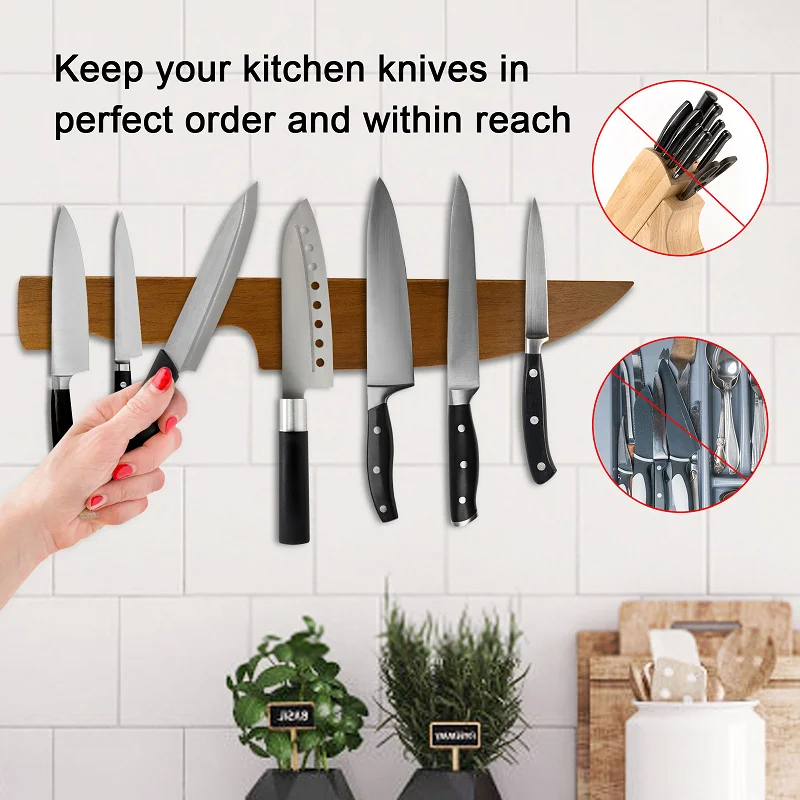 Kitchen Tools Multifunctional Kitchen Household Knife Holder Tableware Storage Rack Walnut Wooden Knife Rest