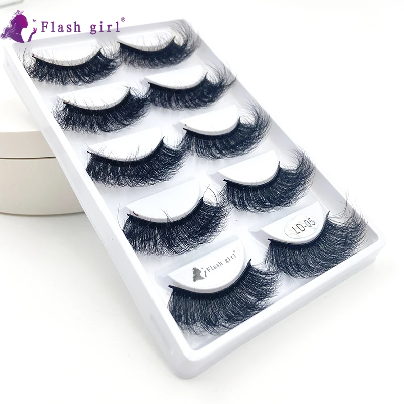 LD series hot 8 styles Fluffy Faux Mink Lashes  5d wholesale Vendor Own Brand  Long 5pairs Mink Eyelash