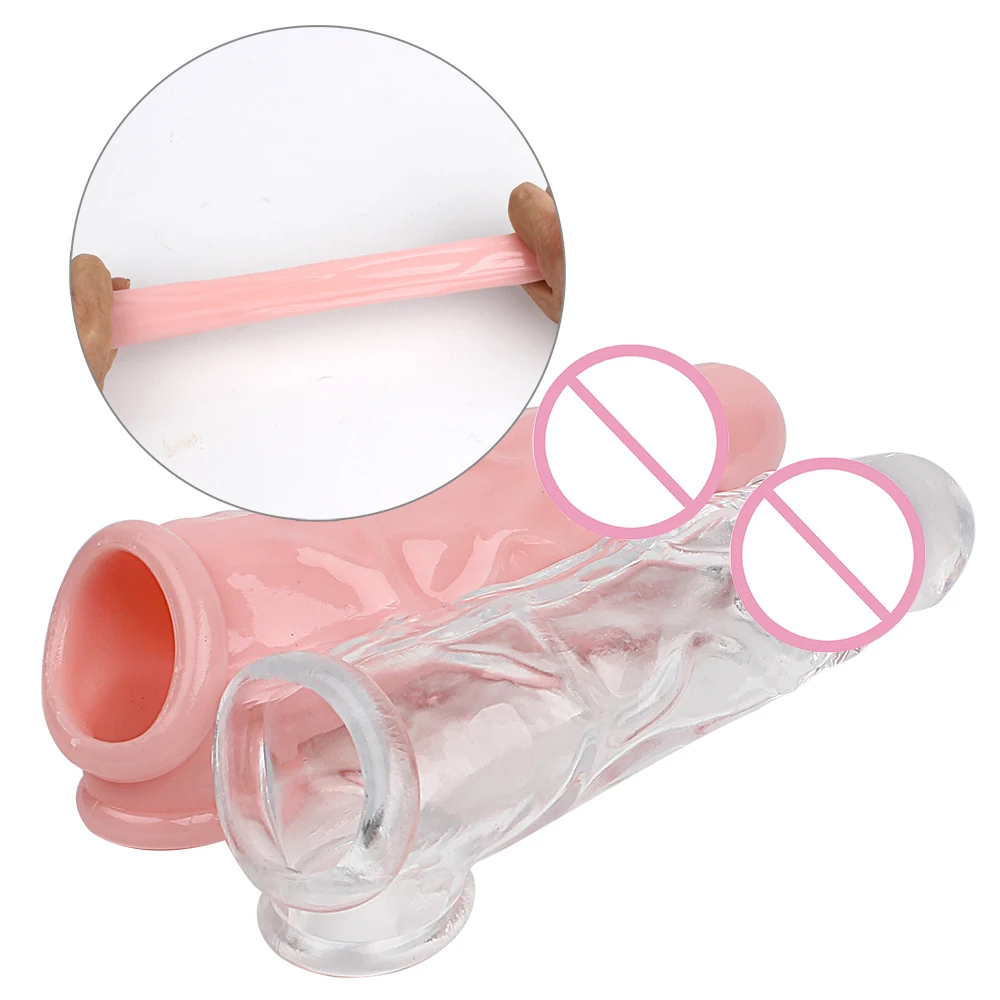 Soft silicone sex toy penis extension sleeve for male penis enlarging and delaying ejaculation adult sex toys for male