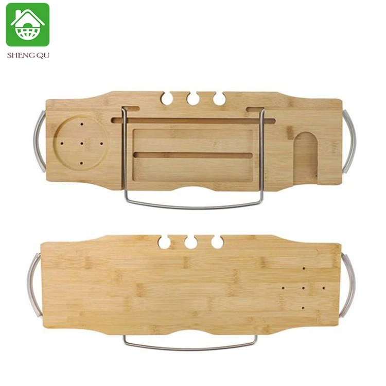 Adjustable Bamboo Bathtub Caddy Tub Tray Wholesale And With Extend Side, Bathtub Caddy Organizer Bath Tray For Tub