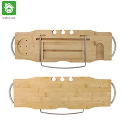 Adjustable Bamboo Bathtub Caddy Tub Tray Wholesale And With Extend Side, Bathtub Caddy Organizer Bath Tray For Tub