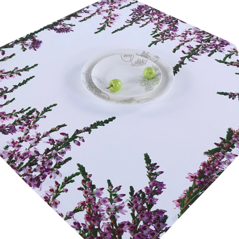 Purple Lavender Floral Pattern Table Cloth Made of Strong Durable Polyester Fabric Cloth with Digital Print