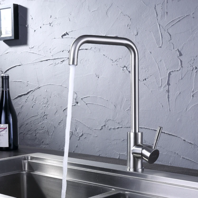 AMIGO Functional 304 Stainless Steel Goose neck Kitchen Faucet Water Mixer taps
