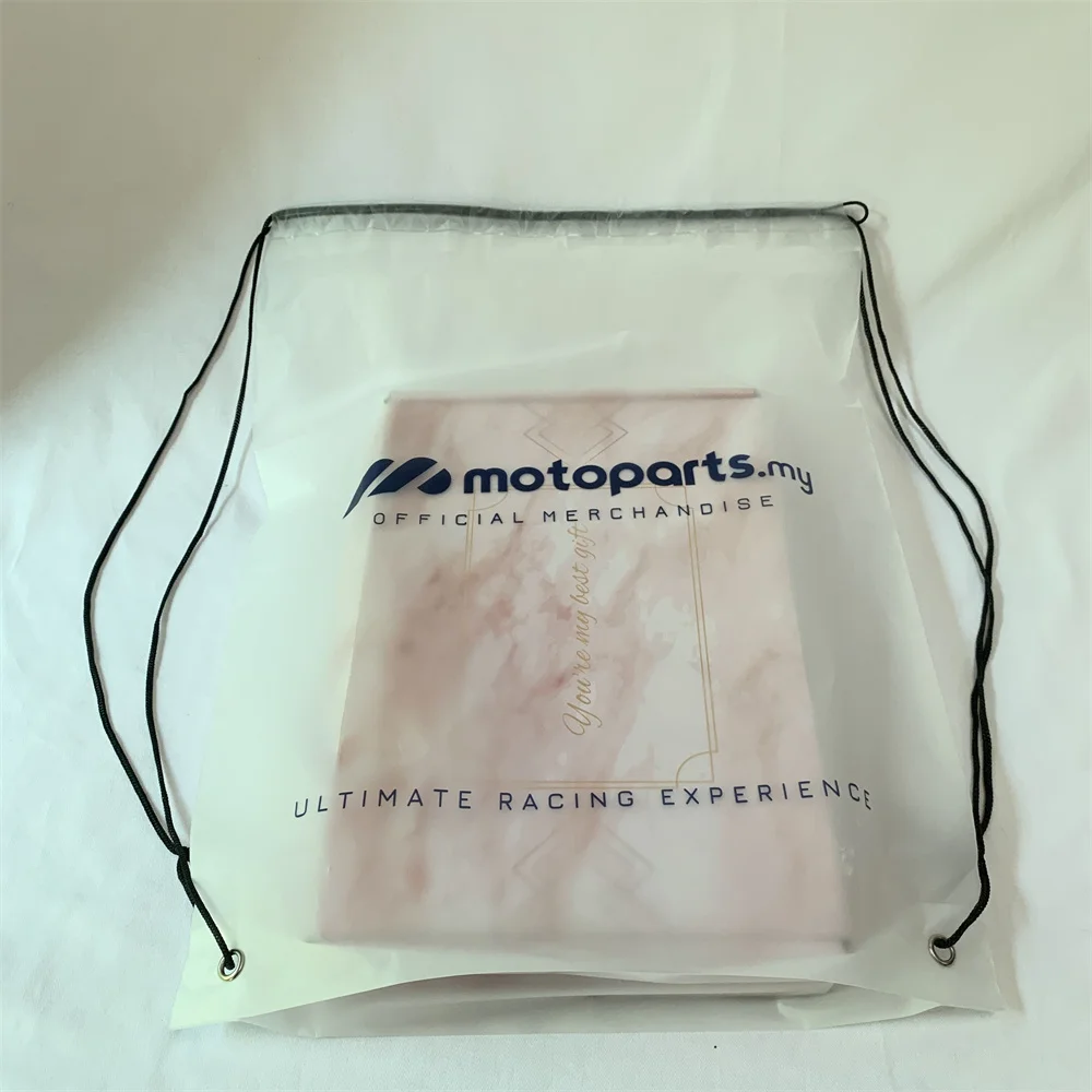 Promotional Gift Waterproof Sport EVA frosted plastic Backpack cotton drawstring pouch bags With Custom Printed Design Logo