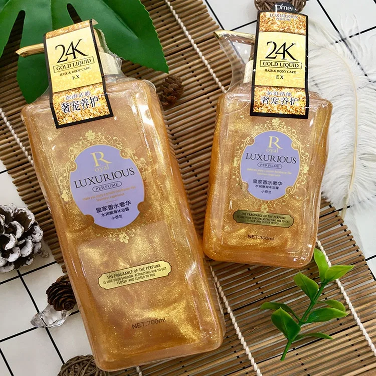 Hot Selling 24k Gold Body Wash Moisturizing Freesia Perfume Body Wash Gold Shower Gel