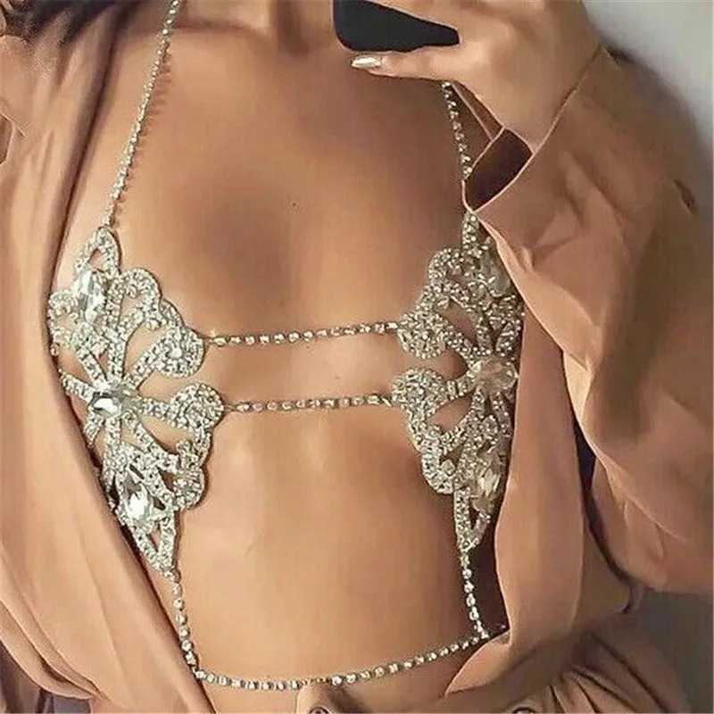 
Fashion Luxury Women Shiny Rhinestone Body Chain Sexy Chain Bra Body Jewelry 