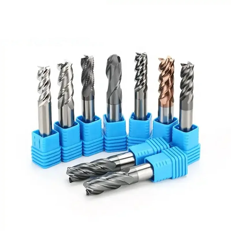 High Feed Solid Carbide Endmills CNC Machine Tool Flat Square End Mill Tin Chamfer Cutting Face Milling Cutter Casting