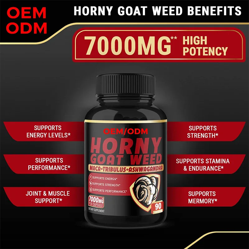 Special Design Widely Used 90pcs Energy Support Horny Goat Weed Wholesale Oem Mens Health Products