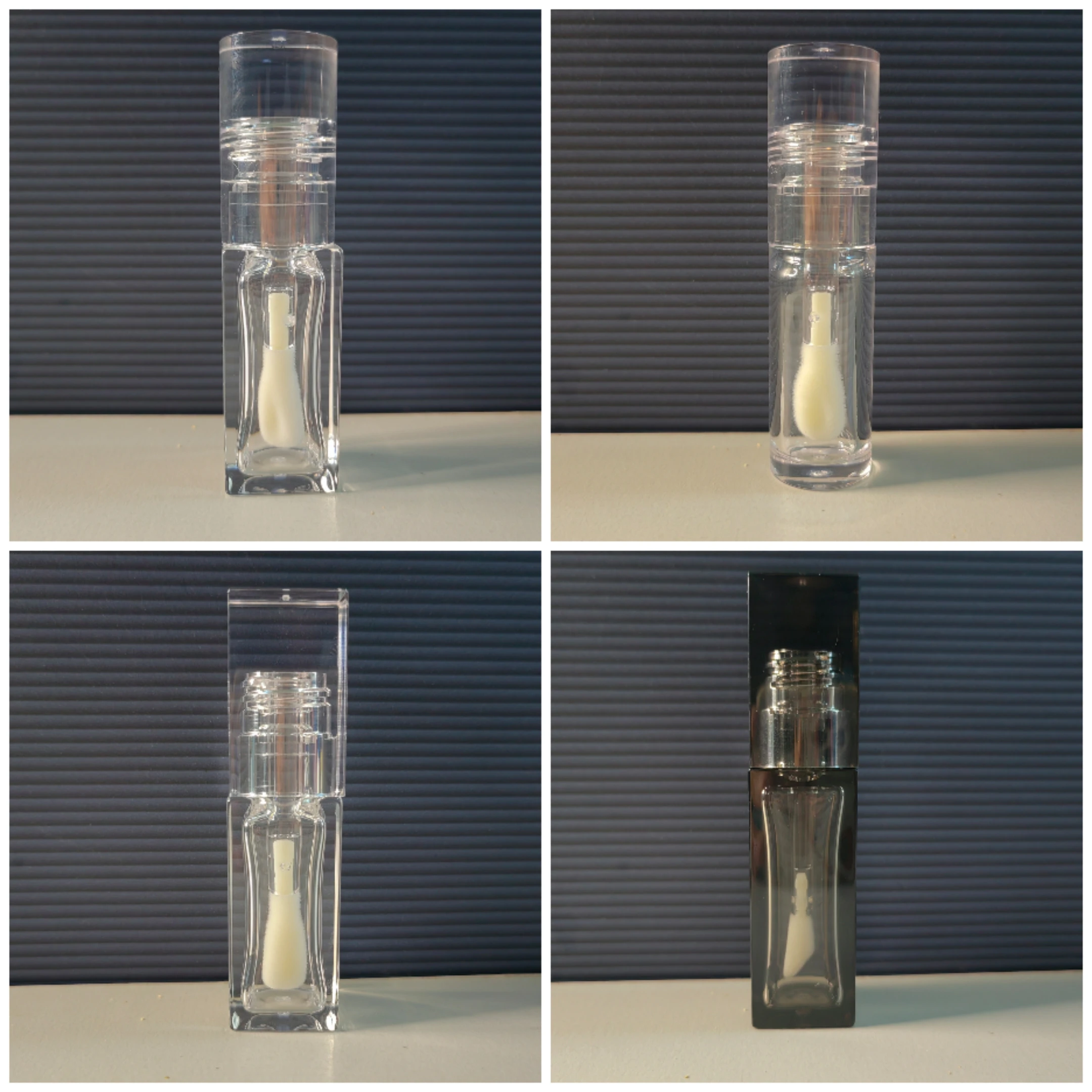 hot sale 6ml 8ml big brush lip gloss tubes lip oil round lid square tube PET material lip oil tube