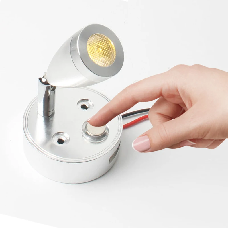 MIni Wall Lamp 2W 12V RV Boat LED Reading Light with Touch Control Switch and USB Charging Port Wall Mounted Light for Bedsidet