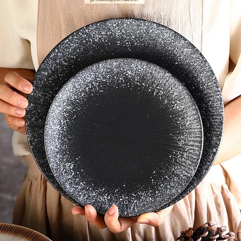 8 Inch Japanese Vintage Design Ceramic Sushi Plate For Dining Tableware