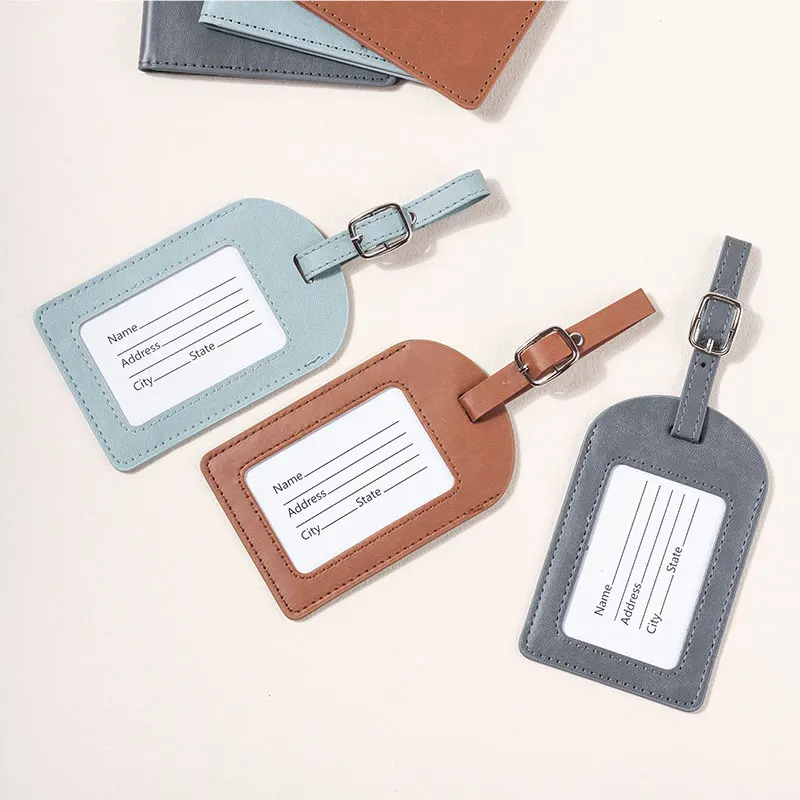 PU Leather Travel Set Custom Logo Passport Holder Luggage Tag Set for Business Gift