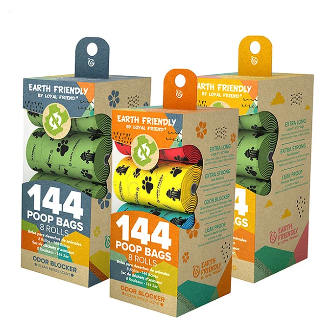 Hot selling scented greener biodegradable portable doggy poo bag dog waste plastic free poop bags dog waste bags compostable