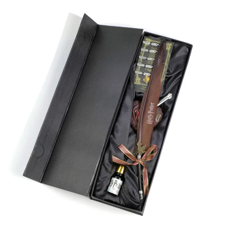 Hot Selling Calligraphy Feather Pen Set Zinc Alloy Carving Accessories White Pen Base Ink Bottle Nibs Feather Dip Pen Kit