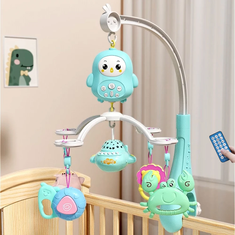 Hanging Musical Projection Toy Baby Bed Bell Automatic Musical Remote Control Baby Mobiles