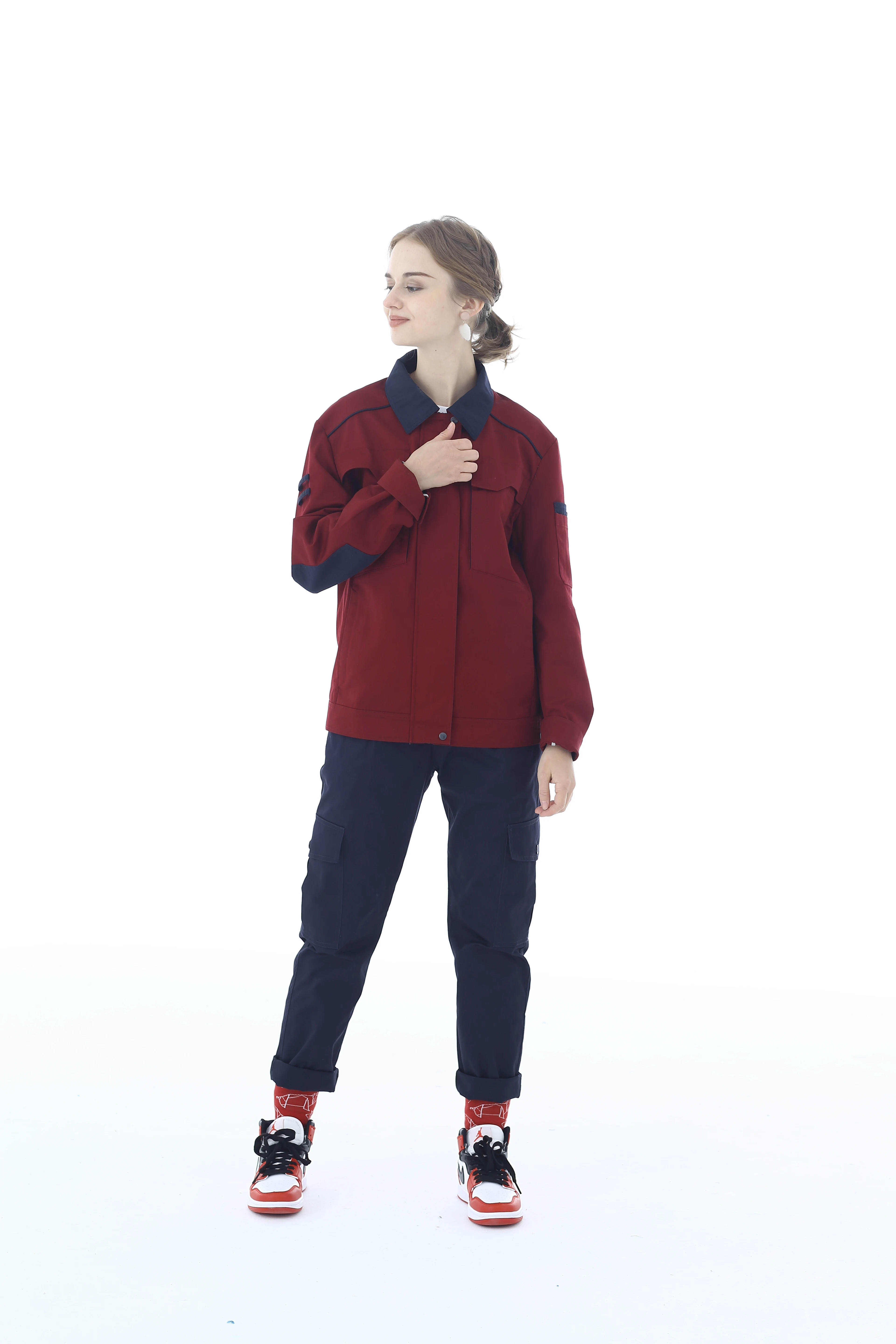 Factory Red and Black Long Sleeve with Anti Static Properties and Comfort Workwear