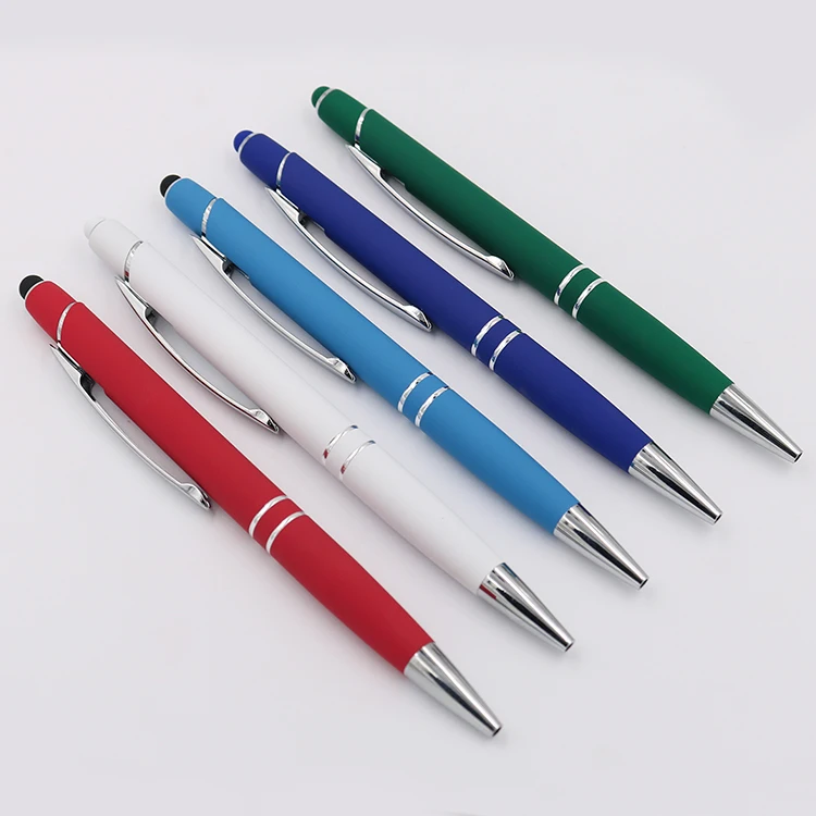 Office Stationery Multi-color Metal Aluminum Ball Pen 1.0mm Black Blue Ballpoint Pens With Engraved Logo For Advertising Gift