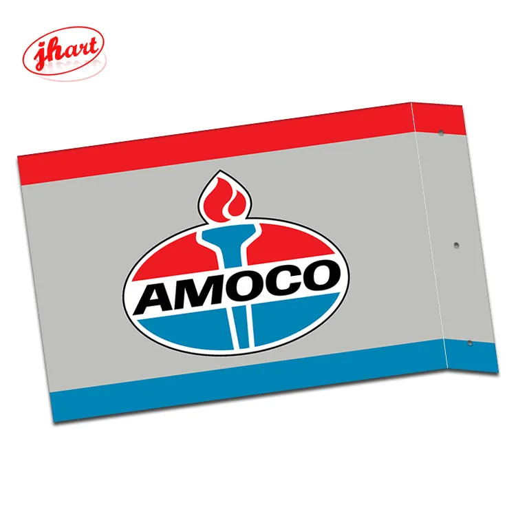 Vintage Custom Metal Sign HANCOCK GASOLINE Double Sided Printing Metal Wall Plaque Gas Station Garage Wall Decor Flange Sign