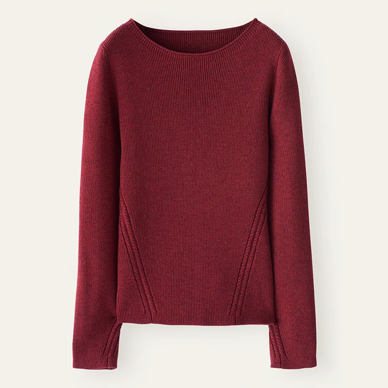 Hot Pure 100% Wool Round Neck Fashioned Pullover Full Needle Stitch with Pattern for Womens Knitwear