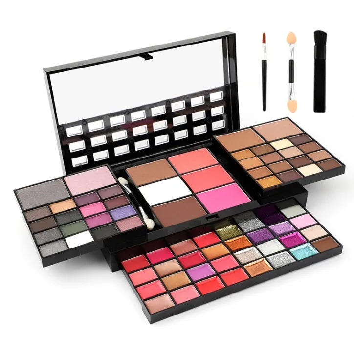 
Classy & Sassy All-in-One Makeup Kit with Mirror Applicators 36 Eye Shadows 28 Lip Glosses 3 Blushes and 3 highlights 