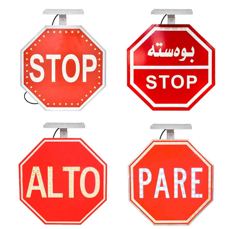 Hot Sale Custom High visibility Led Road Safety Traffic Warning Sign Solar Power