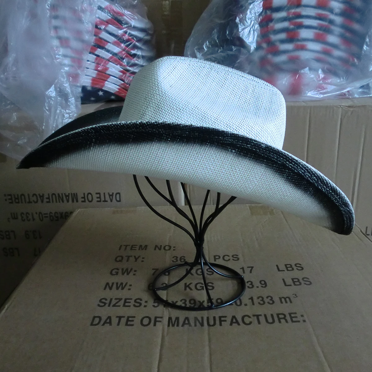 Stock Men Paper Straw Cowboy Hat US TEXAS unisex Painting striped Big Brim Sombreros Bull Cowgirl Cowboy Straw Hat