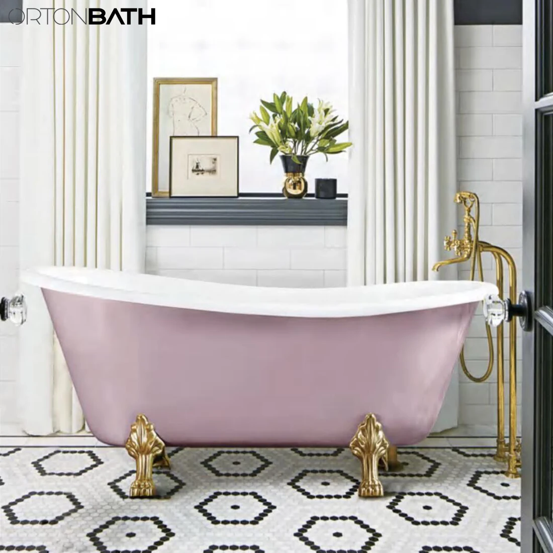 Классическая Ванна ORTONBATH акриловая эмалированная чугунная с традиционными львиными ножками низкая цена отдельно стоящая