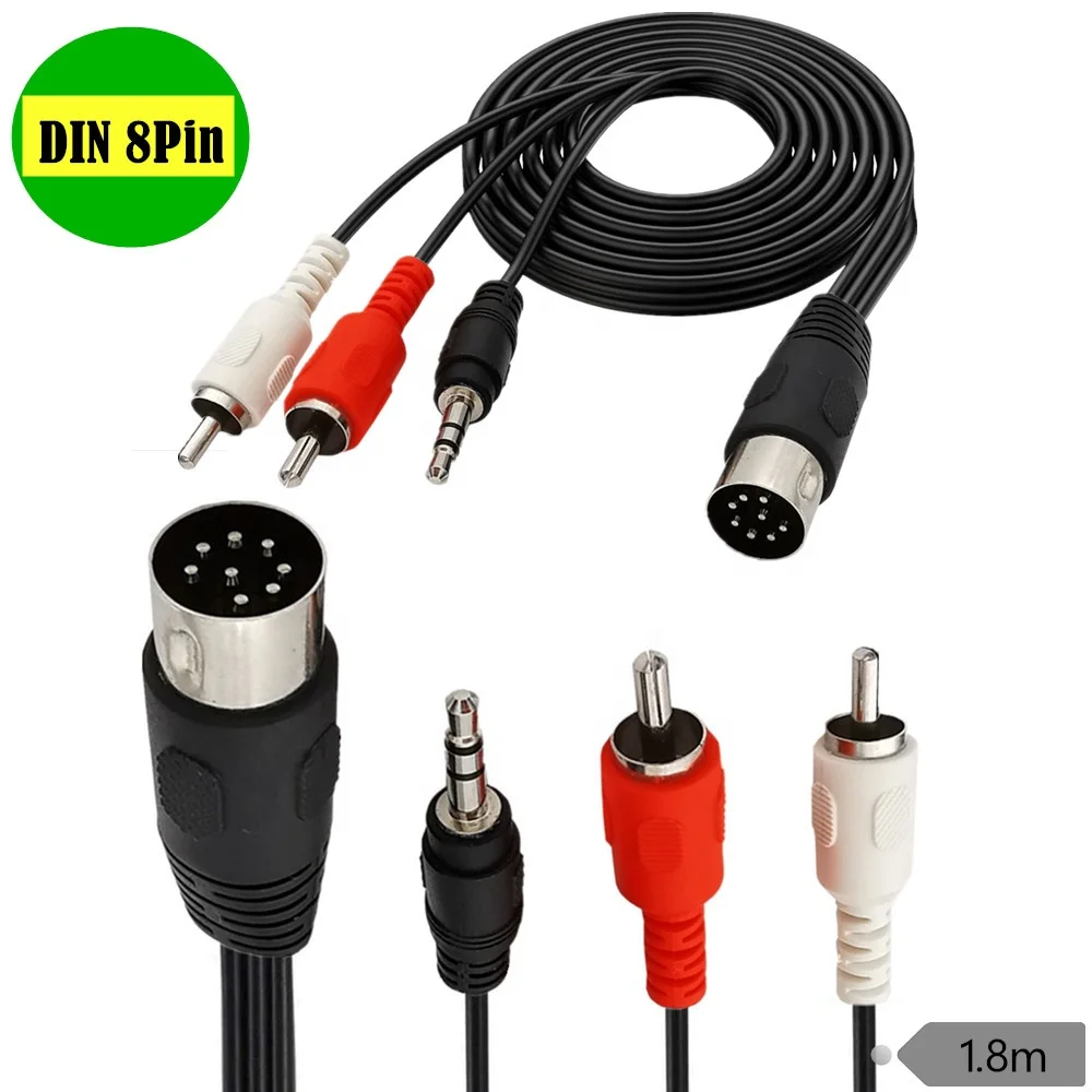 8 Pin DIN/RCA Receiver/Subwoofer Cable for Receiver or CD player and subwoofer. 8-Pin-DIN to 2RCA Male /3.5mm Audio cable 1.8met