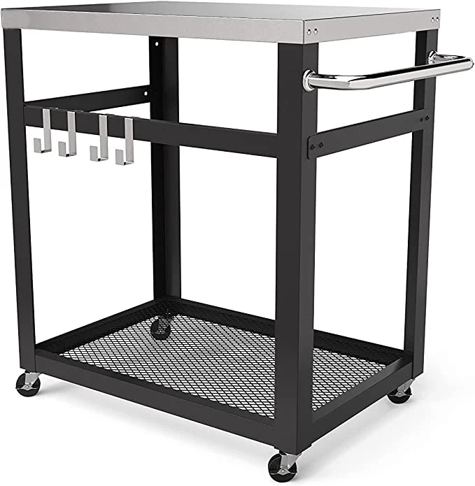 Double-Shelf Movable Outdoor Worktable, 20 x 30Stainless Steel Commercial Kitchen Food Prep Table Outdoor Bar Table