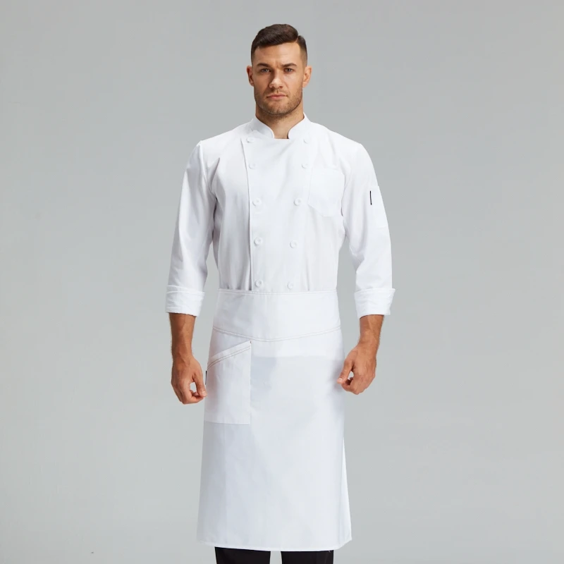 240gsm T/C 80/20 chef top jacket with logo customized modern restaurant uniforms japanese style chef uniform