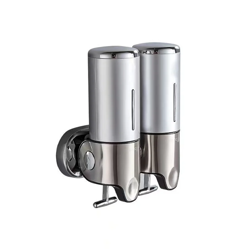 New design Pressing ABS Plastic 500ML*3 Capacity Chromed Hand Wall Mount Triple Liquid Soap Dispenser