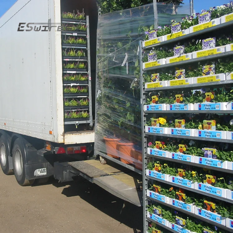 Greenhouse galvanized adjustable detachable storage transport flower plant nursery rack on wheels