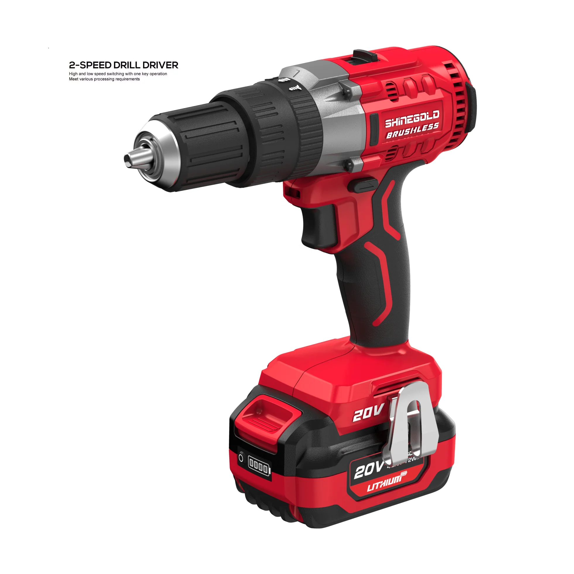 20V Brushless Double Speed Impact Drill Power Tools Drill Machines With Variable Speed Switch