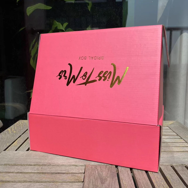 Free Sample Gold Foil 15inch X 15 Pink Packaging Medium Box Package Small Mailing Boxes for Packaging Small Business