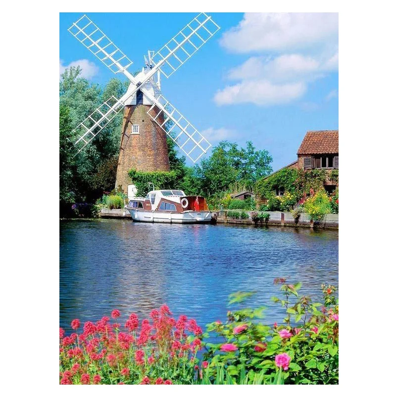 
Full Square Drill Diamond Painting Kit Embroidery Rhinestones Mosaic 5D DIY Diamond Painting Landscape Windmill Decor Home Gift 