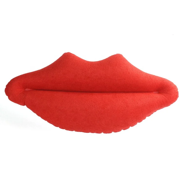 PVC and Towel Inflation lip-shaped bath pillow with sucker