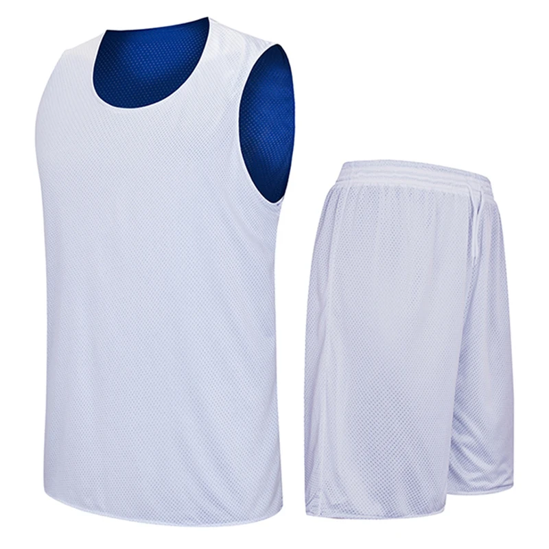 Cheaper Factory Price Reversible Basketball Jersey Sport Uniform Mesh Blue Basketball Jersey