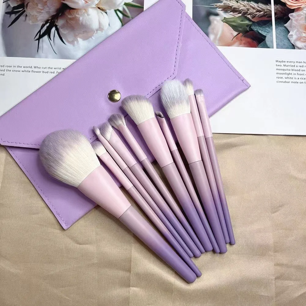 Custom Purple Women Beauty Make Up Tools Brush Vegan Cruelty Free Soft Synthetic Hair Eyeshadow Foundation Makeup Brush Set