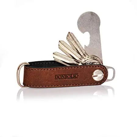 
mens genuine leather key wallet gift set custom logo key organizer holder 