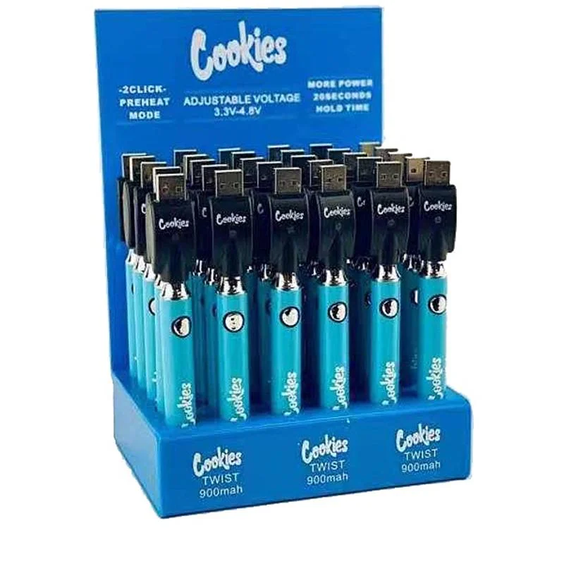Hot sale cookies 30CT display voltage twist slim vapes batteries 510 thread backwoods battery for cartridges