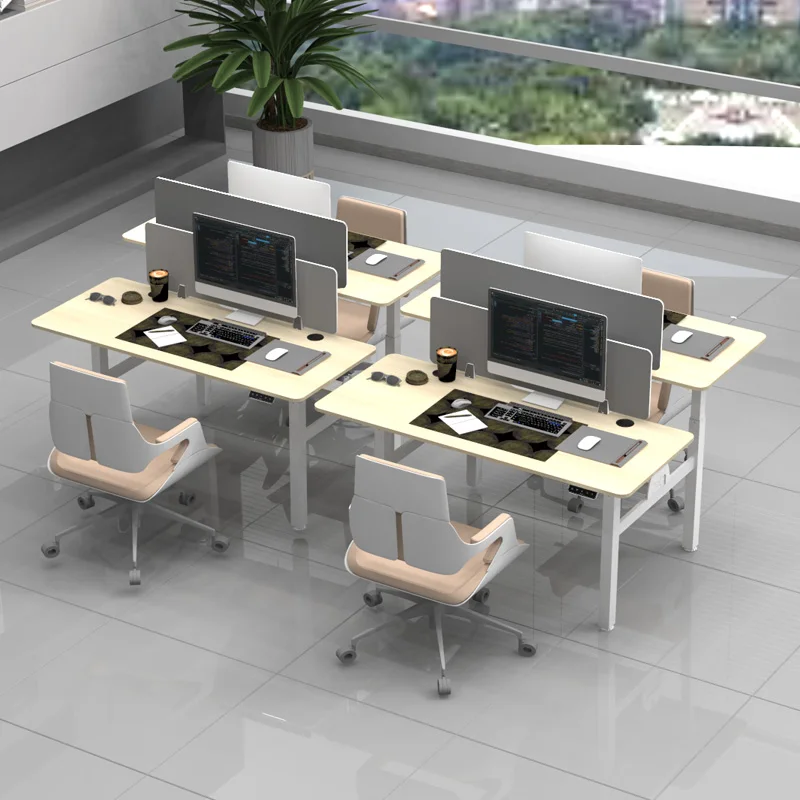 office Workstation desk adjustable table face to face standing desk lifting desk for 2 or more Multi-person positions