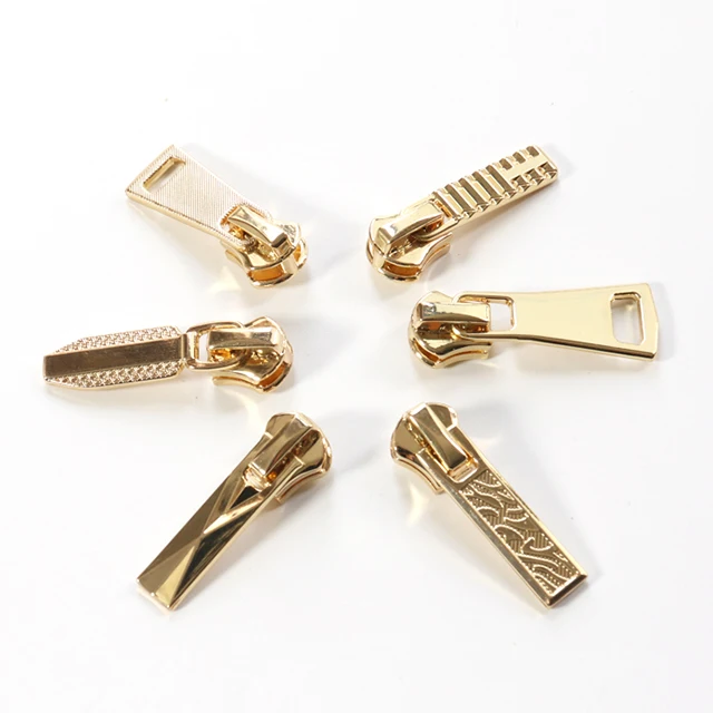 Fashionable Auto Lock Metal Slider Custom Zinc Alloy Slider Puller Zipper Head For Bag Clothing Metal Zipper Slider Puller